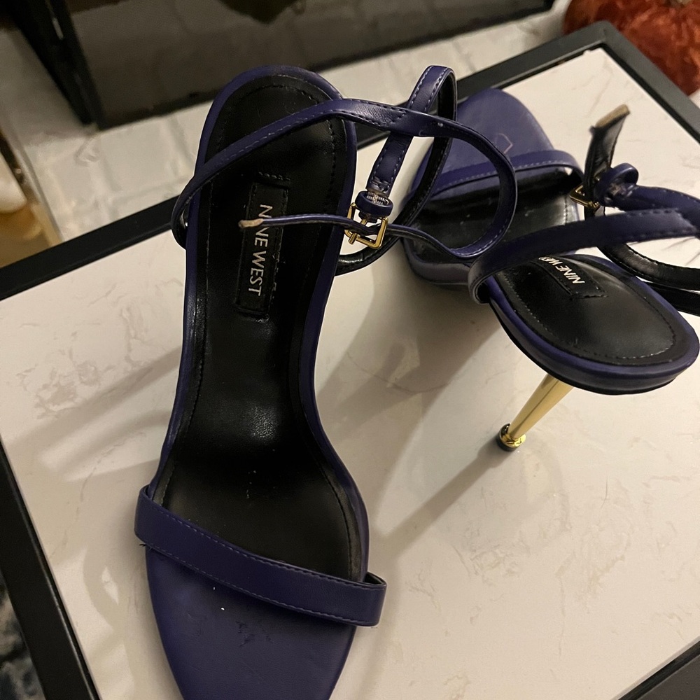 Nine West Dark Purple Heels with Gold Accents